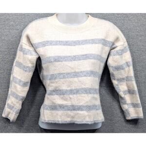 MAGASCHONI Womens Sweater - Beige/Gray Stripes, 100% Cashmere, Long Sleeve, S